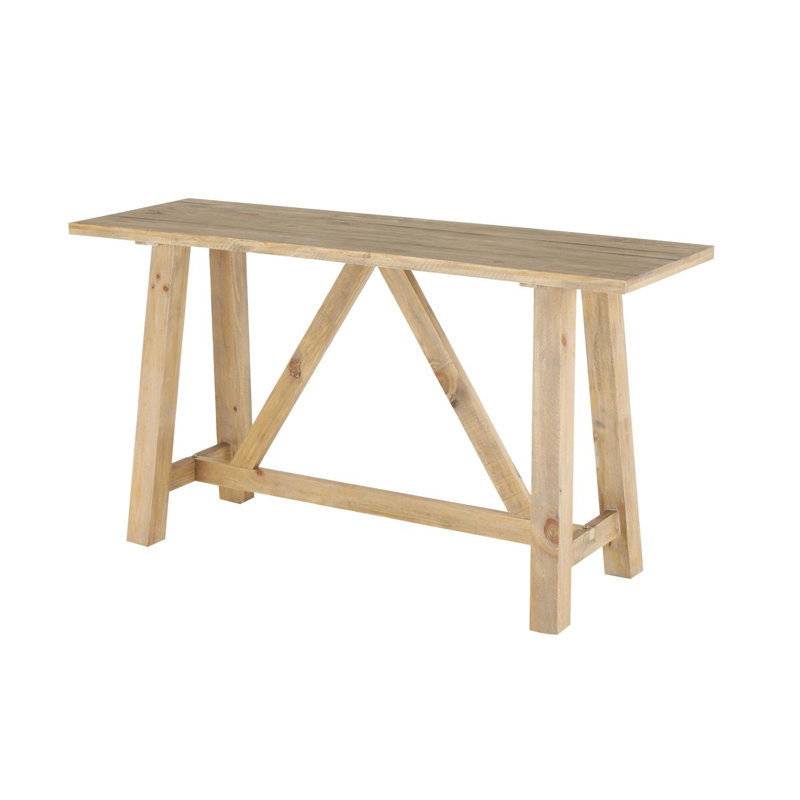 Console avec pieds évasés et poutres croisées