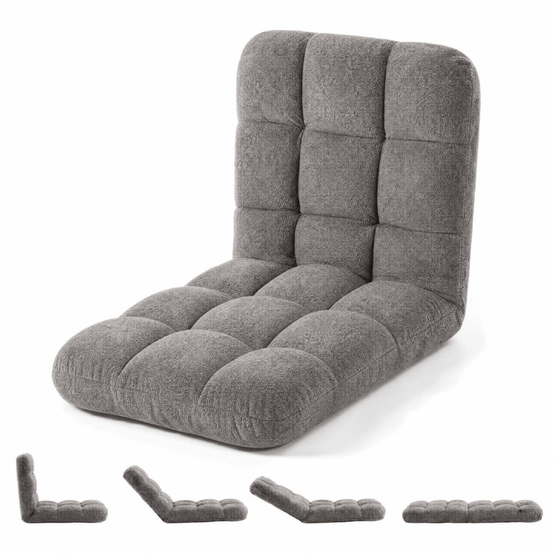 Chaise de sol pliante avec support pour le dos, chaises de jeu vidéo confortables, position réglable, chaise de sol pliable en métal