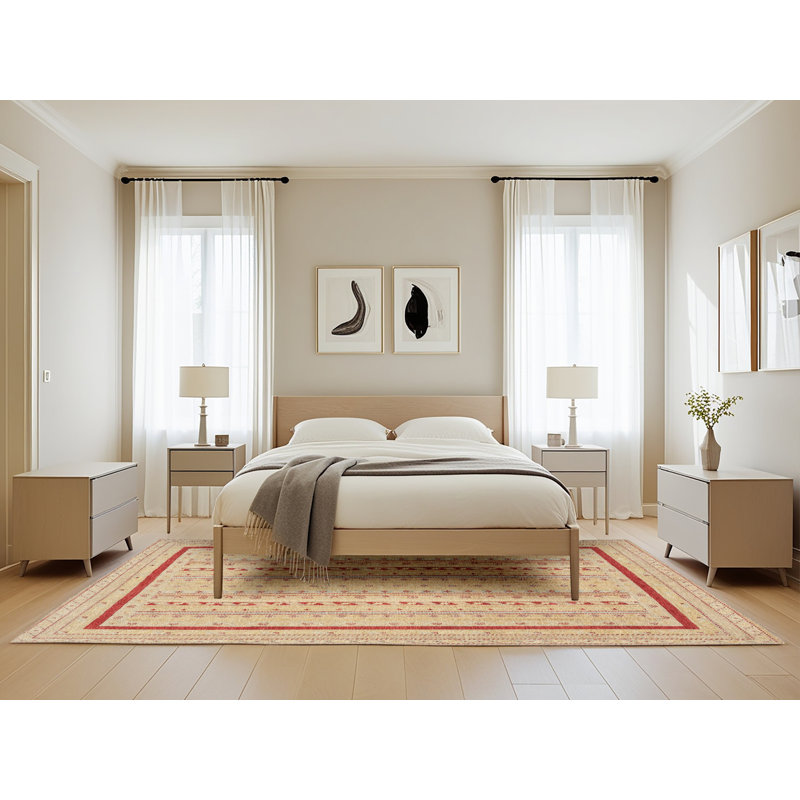 Tapis beige/rouge contemporain, Rectangle 5 pi x 8 pi