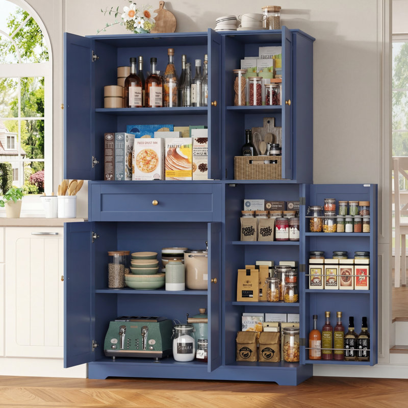 Garde-manger 68,1 po avec tablettes, Bleu
