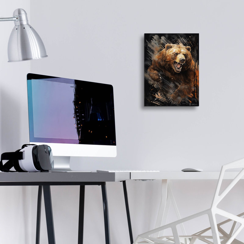 «Grizzly Bear» par Momart, art mural en verre acrylique, H 16 po x l 12 po x P 0,13 po