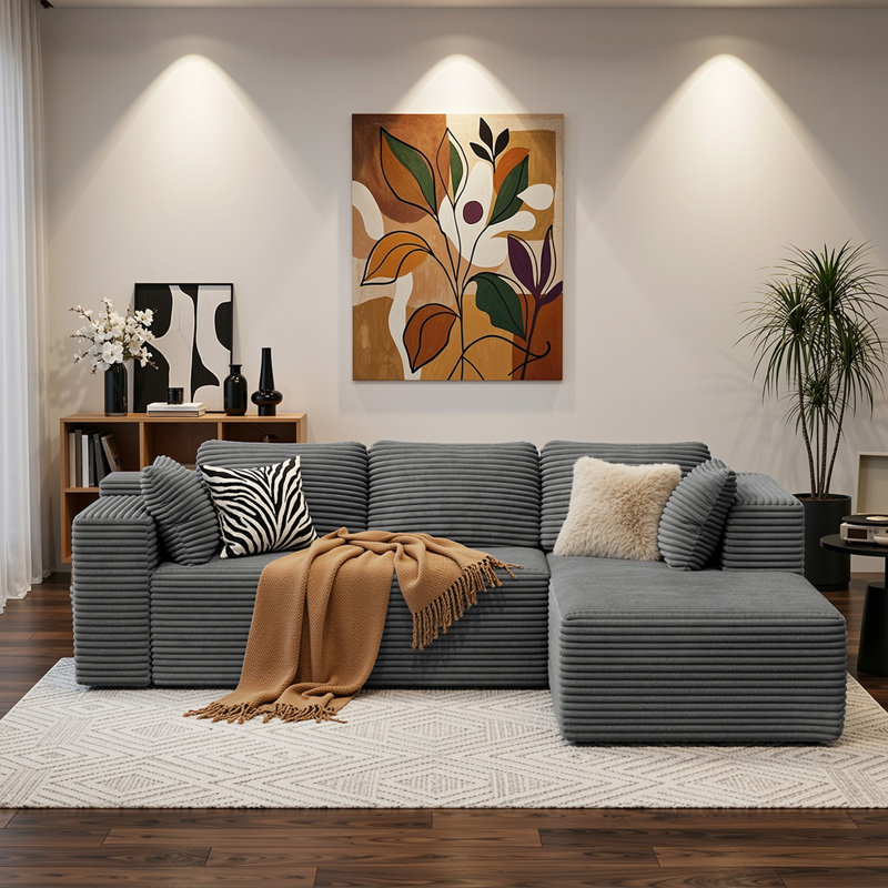 Canapé modulaire avec méridienne Cloud, Gris