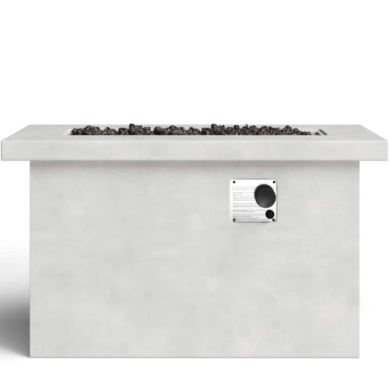 Modern Concrete Fire Pit Table, 24'' H, 42'' W X 20'' D, Rust & Weather H Outdoor Heating Pit, , Gray