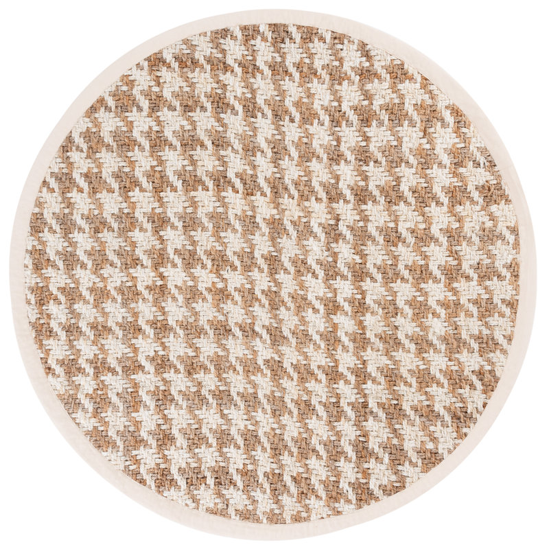Natural Fiber Handwoven Jute Houndstooth Rug, Round 6'
