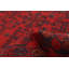 Tapis rouge / noir en laine noué à la main de conception unique 3 pi 4 po x 4 pi 10 po Fokke