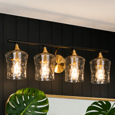 Balendran 4-Light Dimmable Vanity Light with Hammer Glass