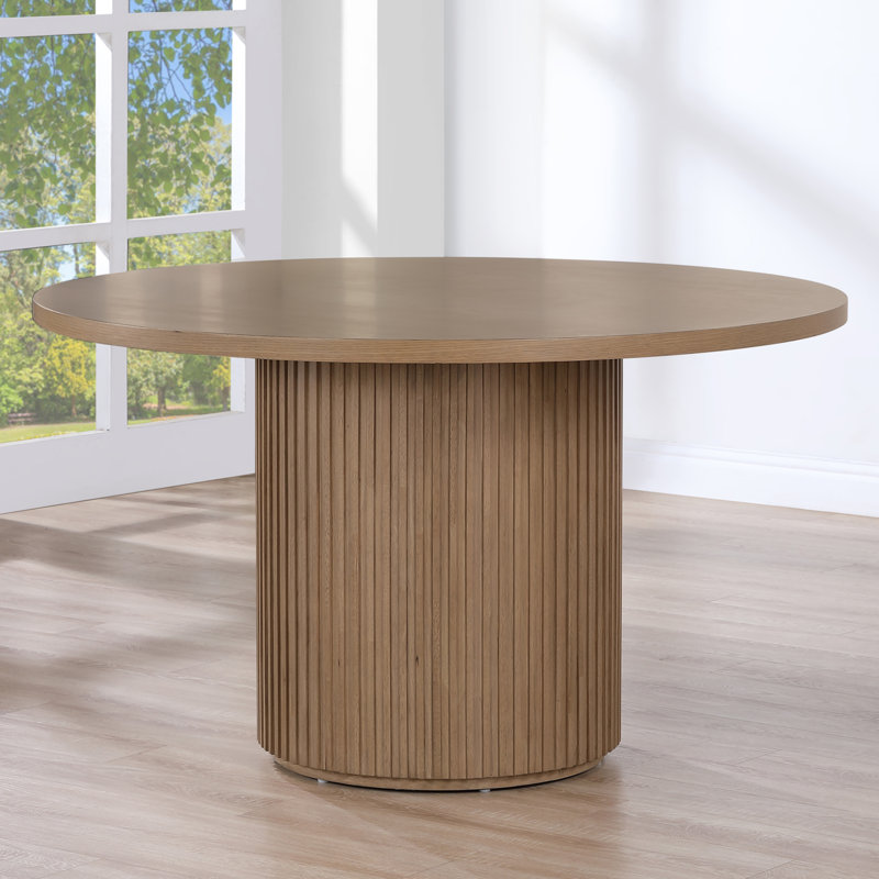 Fiammetta 52'' Round Pedestal Dining Table, Brown, Brown