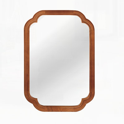 20" x 30" Solid Wood Frame Rounded Corner Decorative Mirror, For Bedroom, Bathroom, Living Room, Entryway