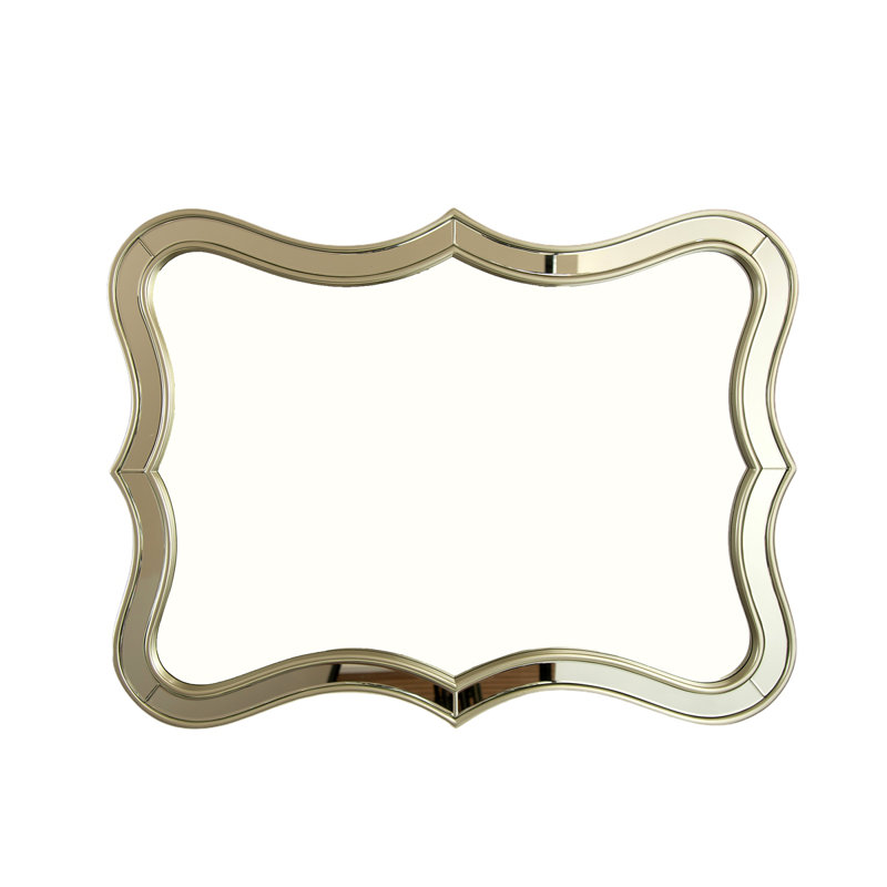Miroir de 24 po Fleuron, miroir décoratif en forme de vague de style pu de luxe, créant une atmosphère dans l'espace de la maison, convenant à la salle de bain, à la chambre à coucher, au salon, au couloir, au vestibule, etc.