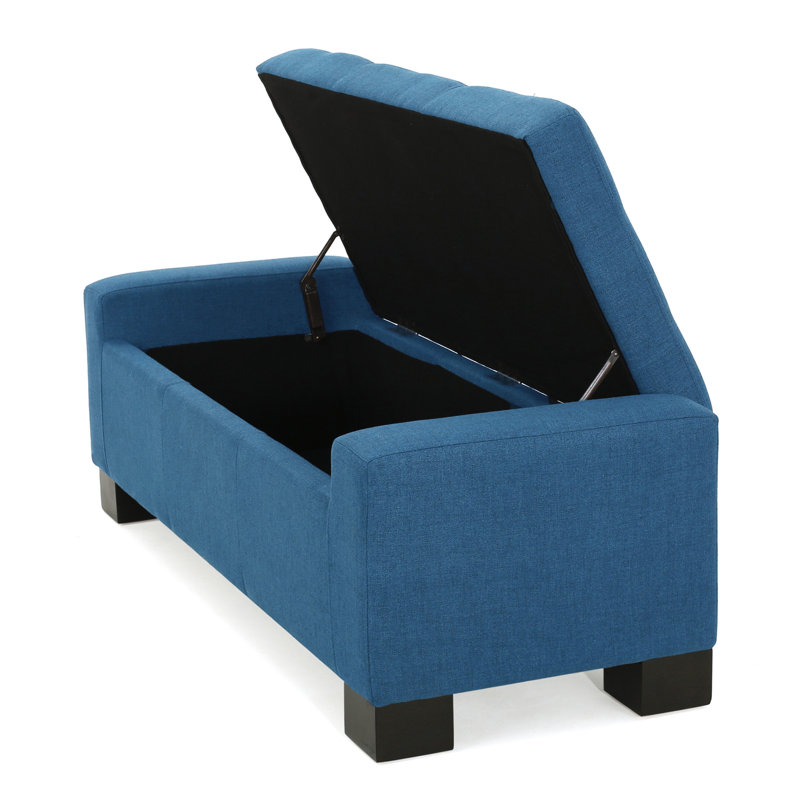 Banc de rangement contemporain avec rangement caché Gianluca, Tissu bleu marine
