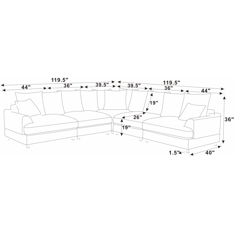 Canapé modulaire à assise profonde 5 pièces Harborstone, Vert