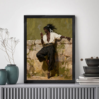 Black Framed Vintage Ronin Swordsman Wall Art Retro Style Framed Prints