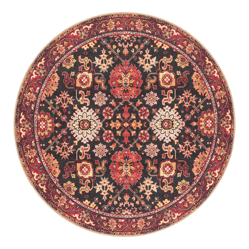 Miyon Performance Chenille Floral Indoor Rug, Round 5'1" x 5'1"