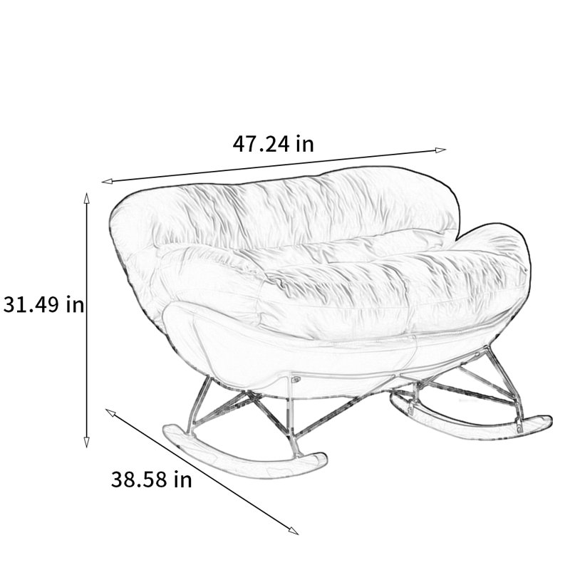 Chaise berçante confortable à conception intégrée, Vert, Beige