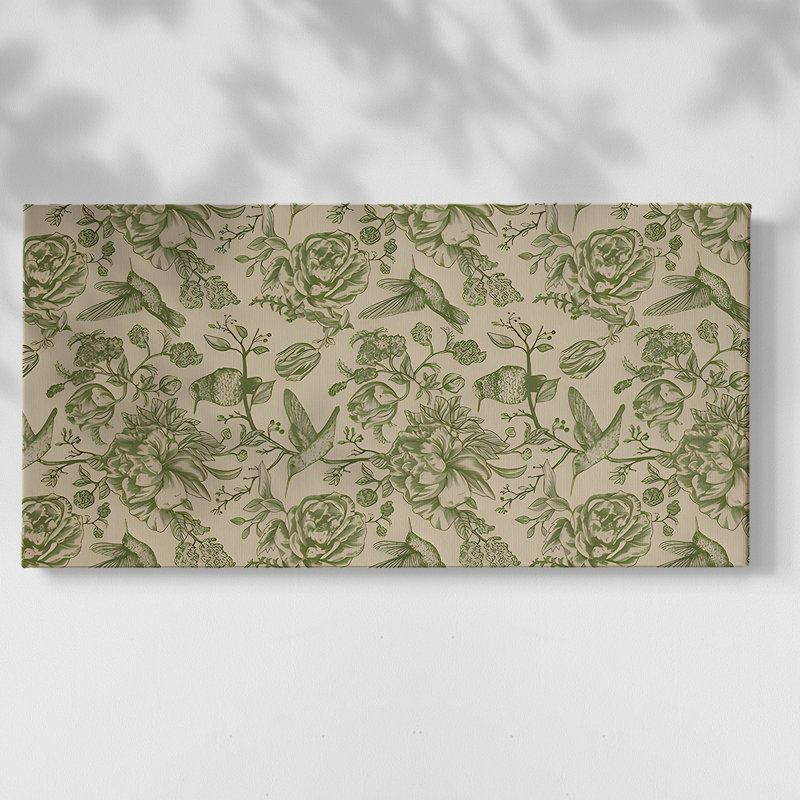 Botanical Series-CDIV- Toile tendue avec châssis tendue, prête à être accrochée, H 25 po x l 49 po, Doré