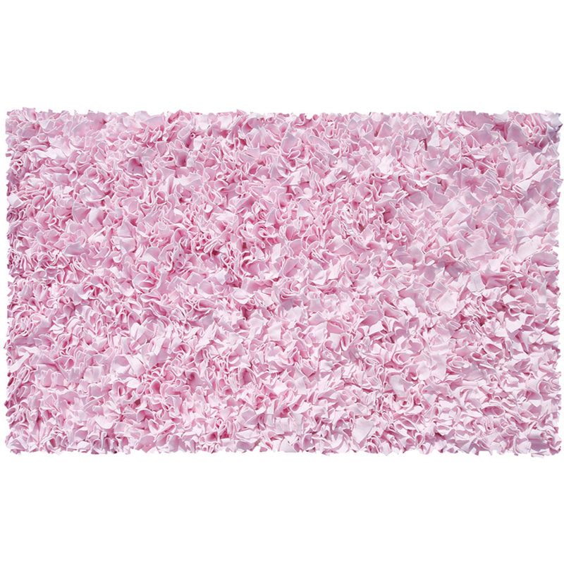 Tapis à poils longs rose en coton, Rectangle 1 pi 10 po x 2 pi 10 po