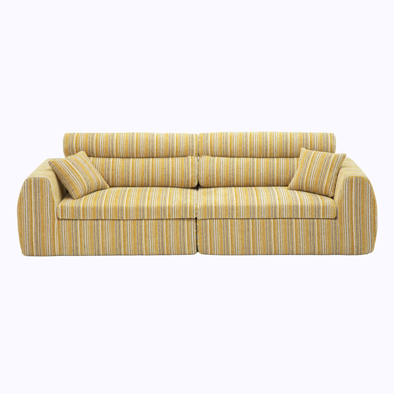 Canapé à compression, ne nécessitant aucun assemblage pour un salon, un appartement ou un bureau, Jaune + tissu noir