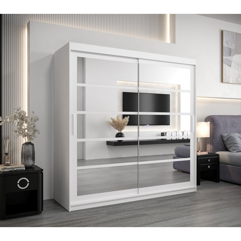 Araiah 2 Door Manufactured Wood Wardrobe, Matte White