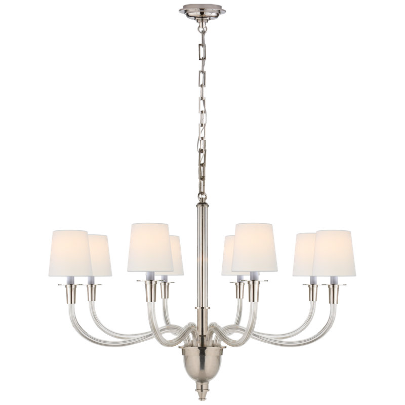 Thomas O'Brien Vivian Large One-Tier Chandelier, Polished Nickel, Fabric