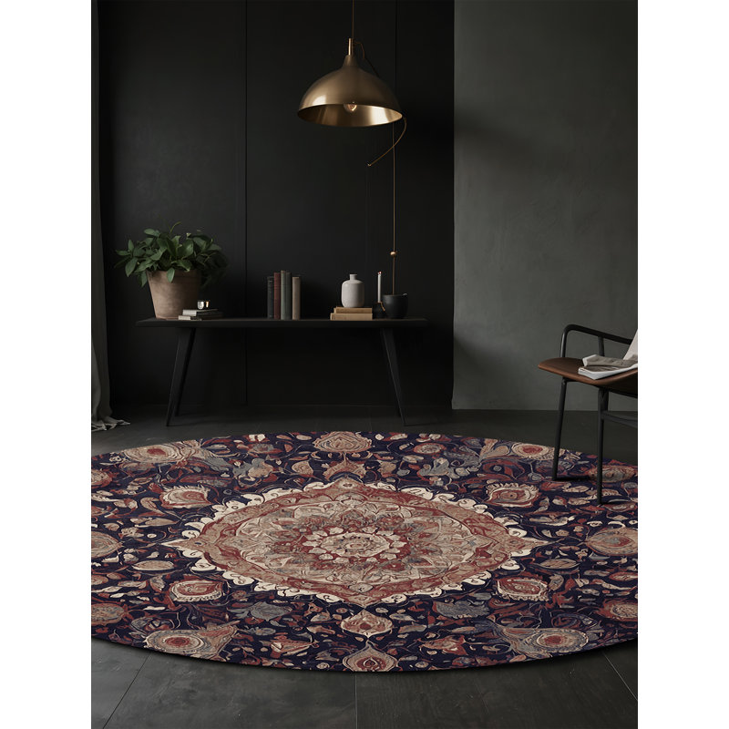 Tapis brun lavable à la machine, Rond 7 pi
