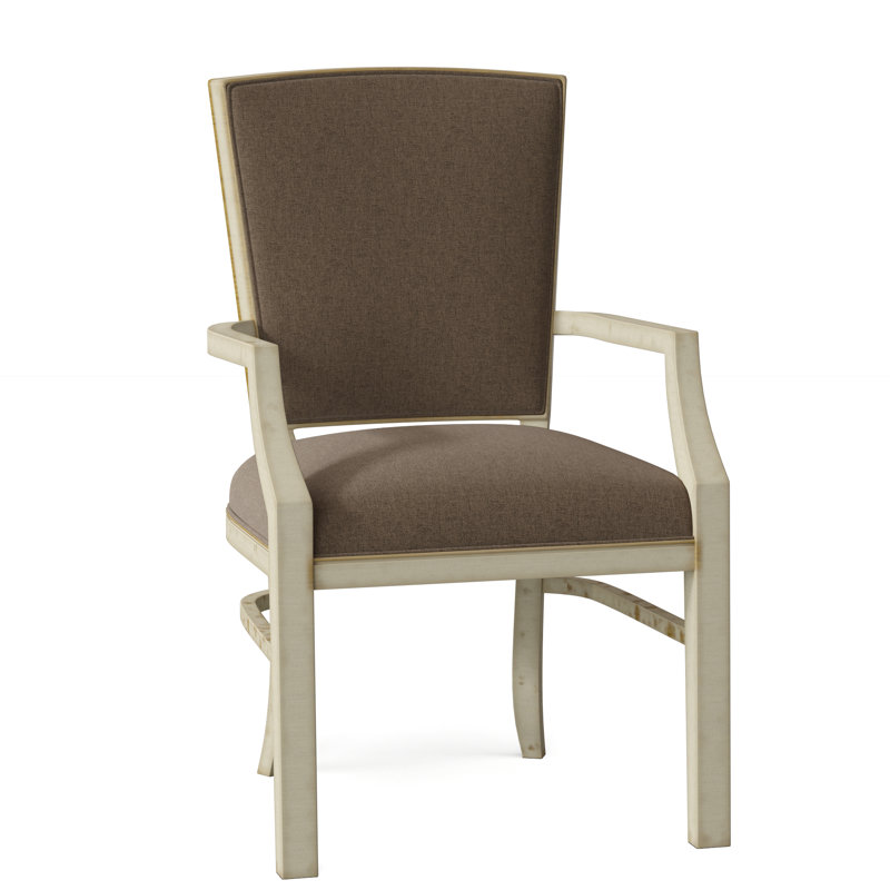 Seward Upholstered King Louis Back Arm Chair, Bark (8789 06), Espresso