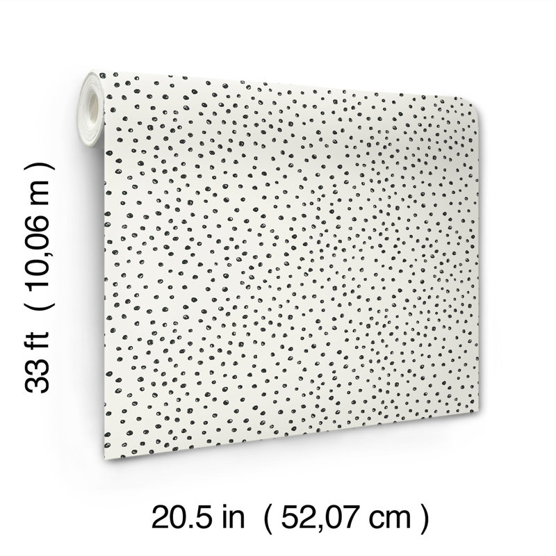 Cassie Gold Petite Polka Wallpaper, Black
