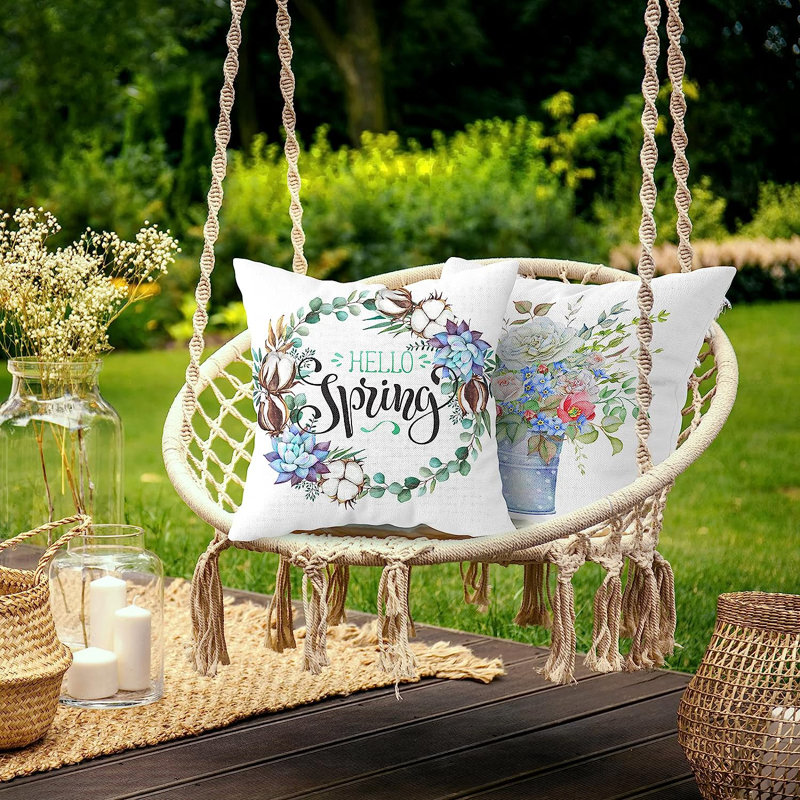 Ensemble de housse de coussin décoratif intérieur / extérieur 4 pièces 