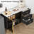 46.4" Fluted Buffet Sideboard Cabinet with Glass Doors, 3 Drawers & Faux Marble Top for Dining Room-817775275