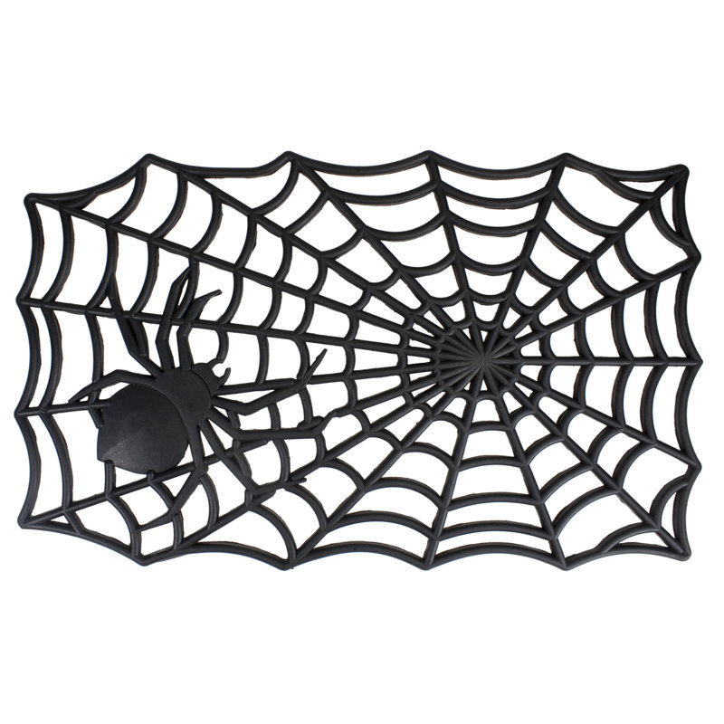 Black Spider Web Rectangular Halloween Doormat 18" x 30"
