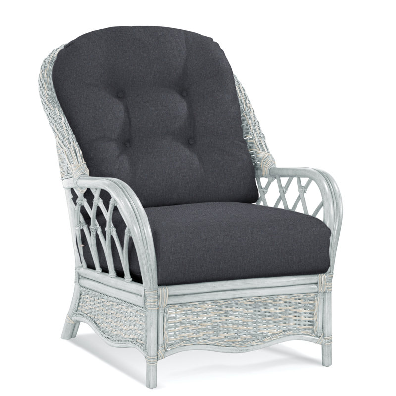 Chaise avec accoudoirs en rotin Everglade, Bisque, Kensington traditionnel; 0611-66