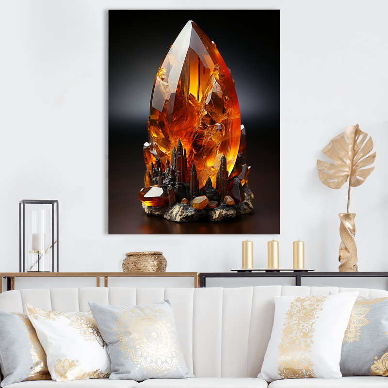 Citrine orange, pierre spirituelle orange - impression, H 44 po x l 34 po x P 1,5 po, Toile tendue