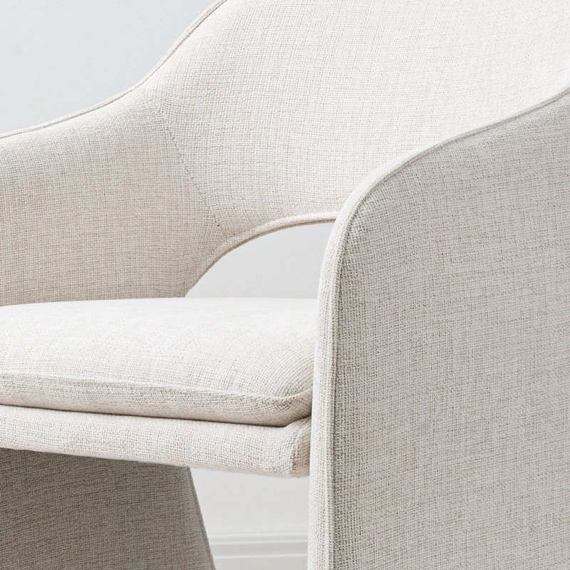 19" Seat Height Upholstered Dining Armchair, Beige