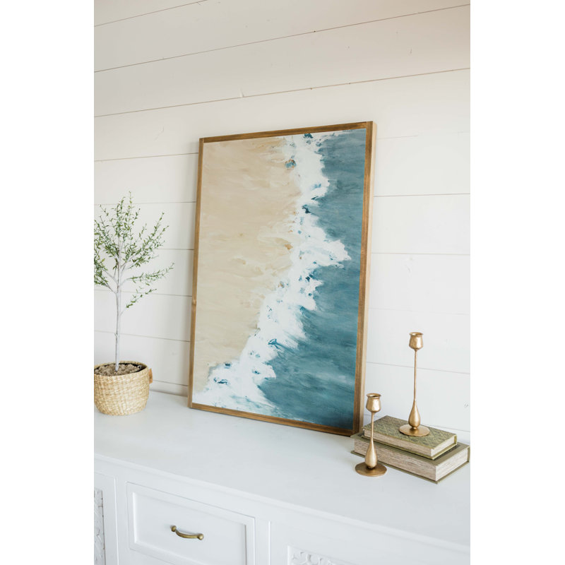 Art mural en bois abstrait côtier The Inspired Home Collection Del Mar