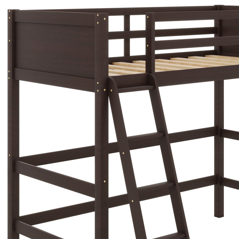 Lit mezzanine en bois massif avec échelle, Espresso