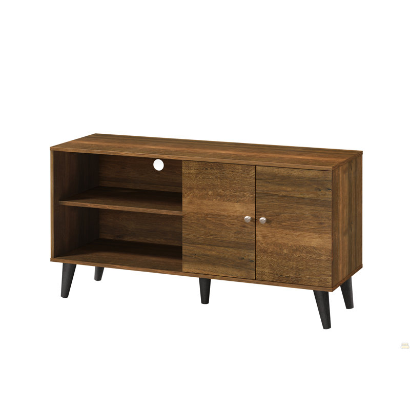 TV Stand For Tvs Up To 47.3", With 2 Storage Shelves& 1 Cabinet, Entertainment Centre, Brown