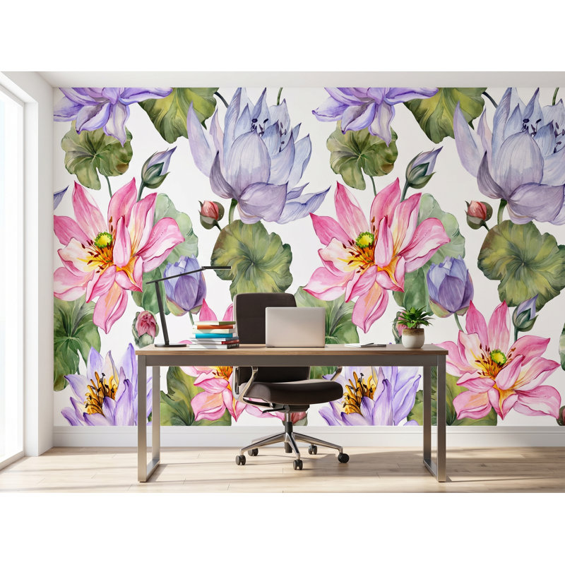 Papier peint adhésif grandes fleurs L 8,33 pi x l 100 po, l 100 po x H 100 po, papier pré-collé, Papier pré-collé