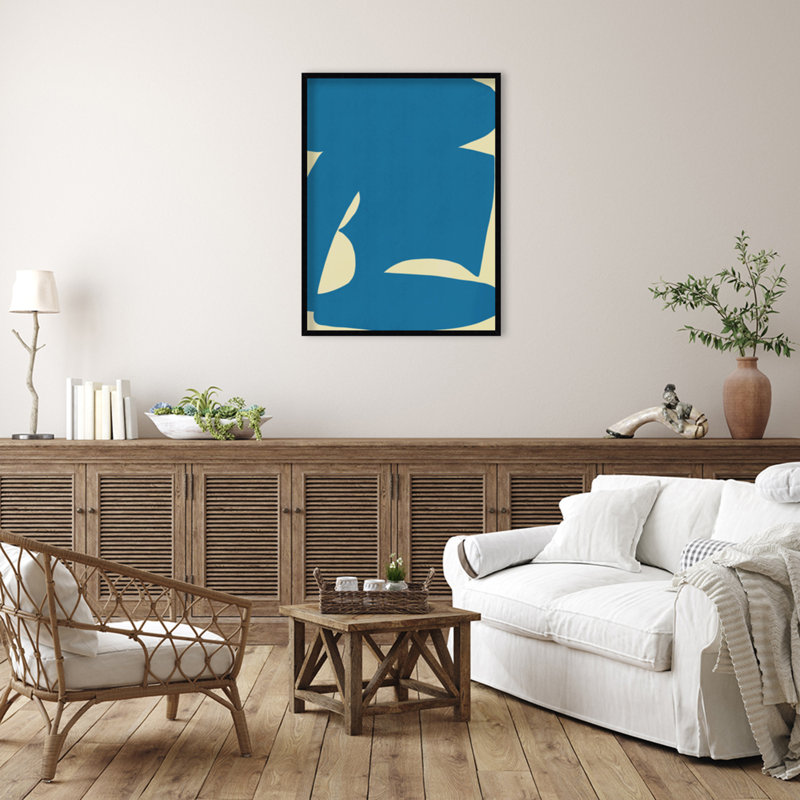«B Cut Out In Blue» par Little Dean, reproduction d'art encadrée sur bois, Noir, H 41 po x l 31 po