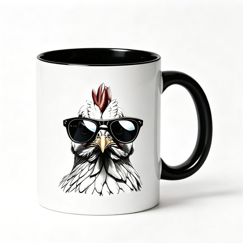Stylish Ceramic Coffee Mug with Large Rooster - Dishwasher Reusable Tea, Coffee, Milk.