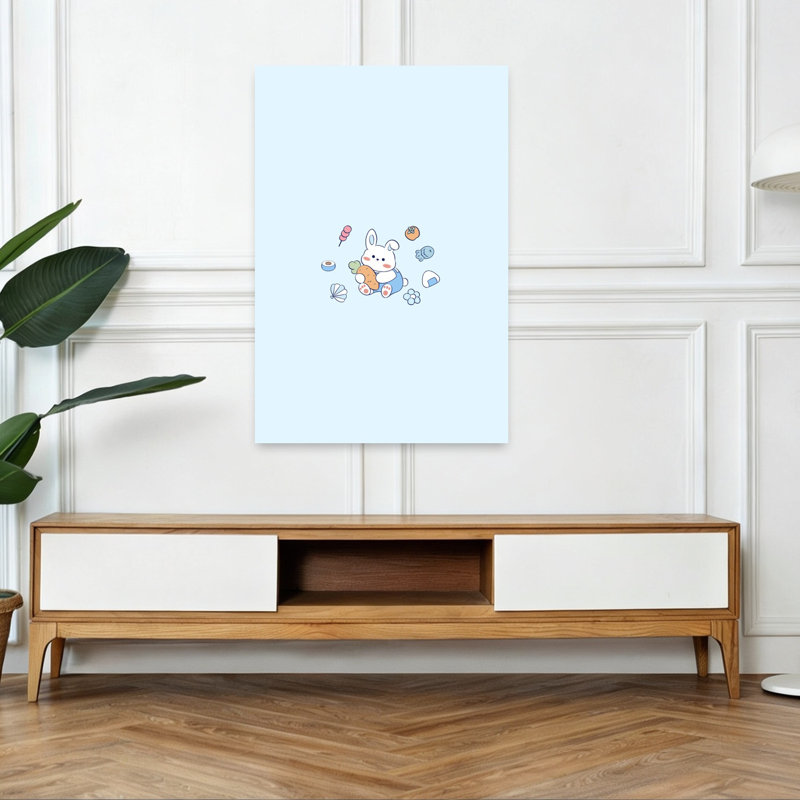 Mignon lapin, friandises japonaises, poisson traditionnel, lapin, forêt, art mural, 48" H x 32" W