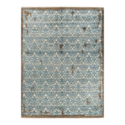 Tapis unique noué à la main ivoire de 9 pi 2 po x 12 pi 1 po Lynward