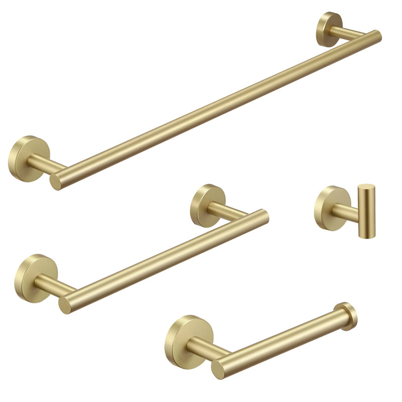 4 - Piece Bathroom Hardware Set, Brushed Gold