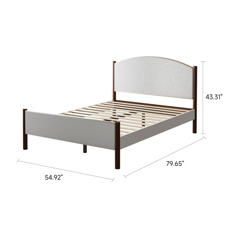 Solid Wood Upholstered Headboard Tail Plate Bed Frame, Full