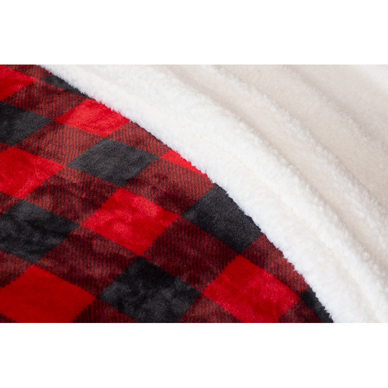 King Red Plaid Fleece and Sherpa Bed in a Bag Set