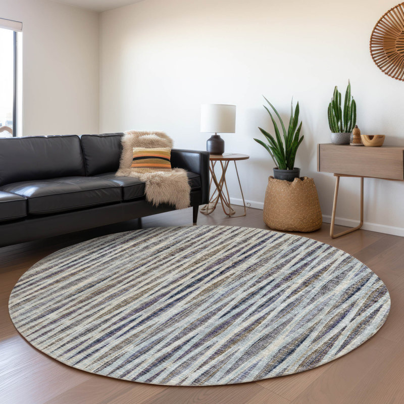  Premium Machine Washable Myalee AMF31 Rug, Round 8'