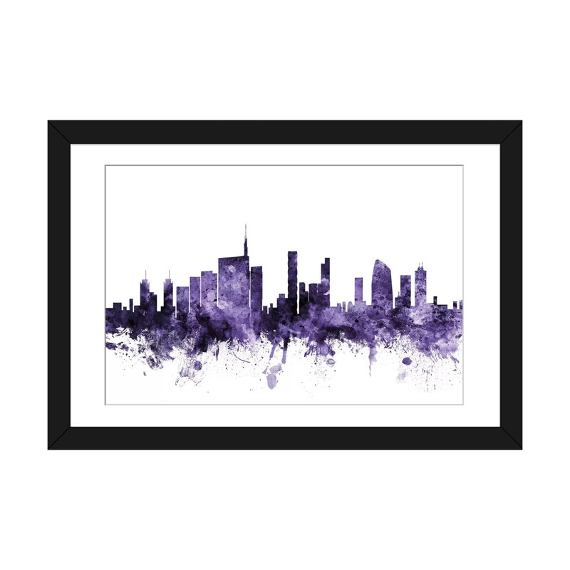 «Milan, Italy Skyline» par Michael Tompsett, impression sur toile, H 24 po x l 32 po x P 1 po, Papier beaux-arts encadré noir