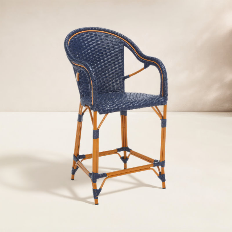 Tabouret de bar Popplewell, Marine, 25.75" H x 22.5" W x 22.5" D