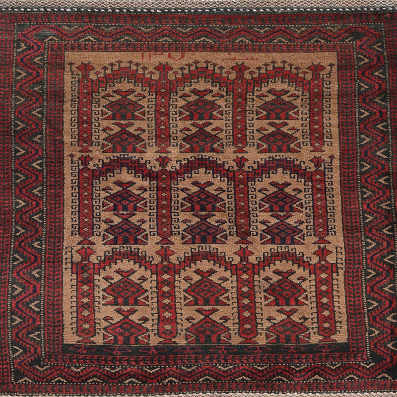 Tapis sud-ouest Mehroon / noir / crème, Carré 7 pi