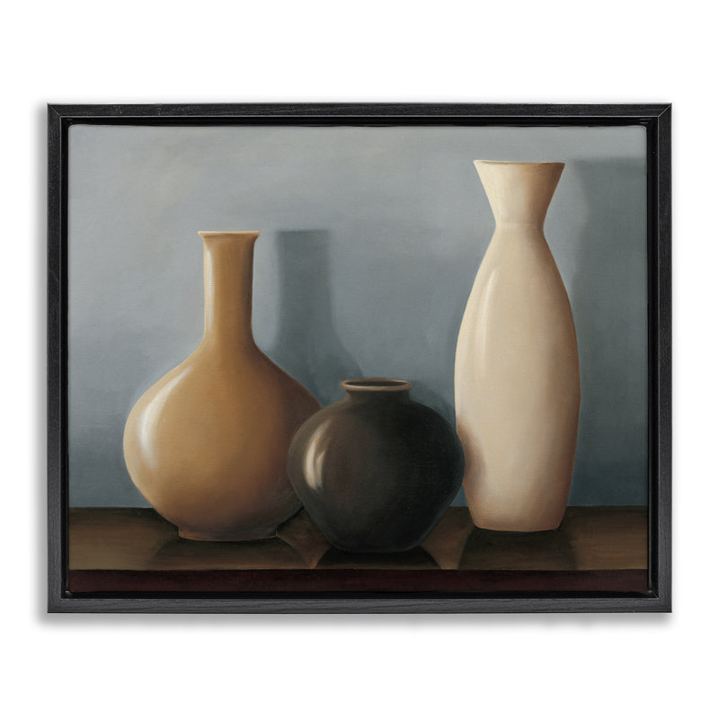 «Rustic Pottery Still Life», art mural encadré sur toile flottante par Arlene Stevens, H 25 po x l 31 po