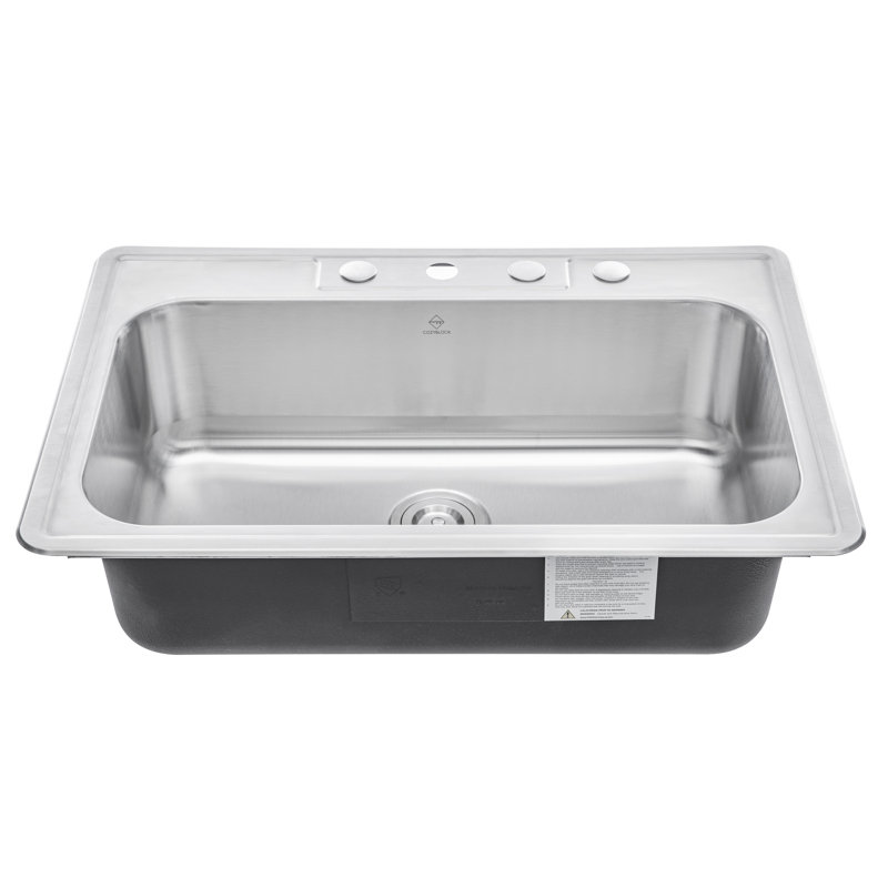 33'' L Drop-In Single Bowl Stainless Steel Kitchen Sink