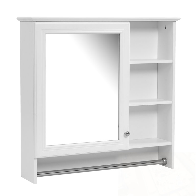 Armoire murale Straitson avec miroirs et tablette réglable, Blanc